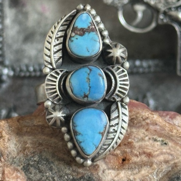 Jewelry - Sold ❤️ Golden Hills Turquoise Southwestern Sterling Silver Adjustable Ring